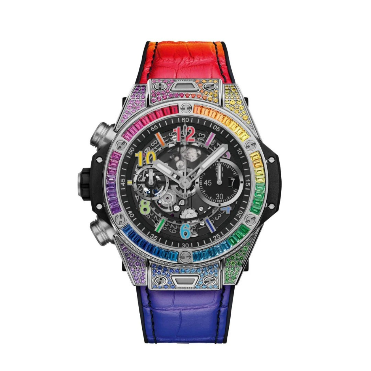 Fusion Chronograph 44 – Black Skeleton Dial | Titanium Case & Black Rubber Strap
